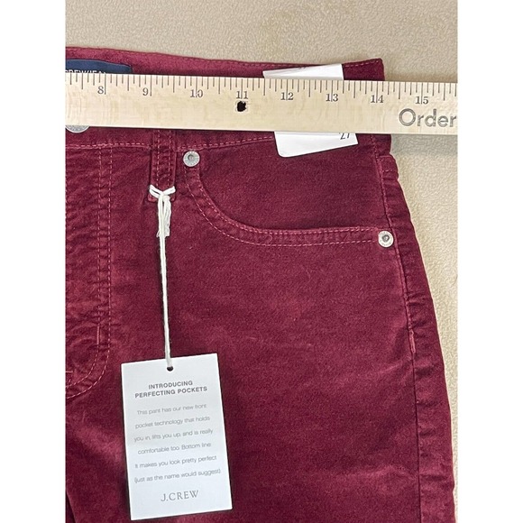 JCREW 9" high-rise toothpick jean in velvet Adult 27 Crimson Maple Womens NWT - Picture 6 of 14